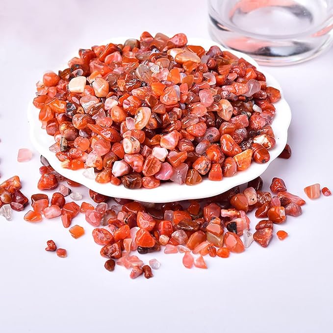 Erliway Carnelian Crystal Chips Bulk for Vase Filler Crafts, 0.5 lb 7-9 mm | Natural Crushed Crystal Stone for Spell Jar, Aquarium Gravel, Reiki Healing Meditation, Jewelry Making, Resin Art, Home Décor