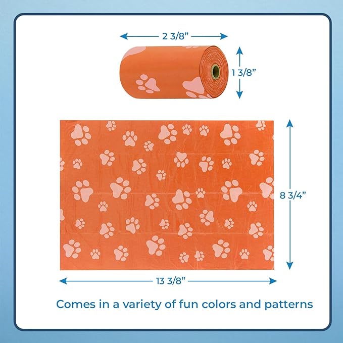 Best Pet Supplies Dog Poop Bags for Waste Refuse Cleanup, Doggy Roll Replacements for Outdoor Puppy Walking and Travel, Leak Proof and Tear Resistant, Thick Plastic - Orange, 150 Bags
