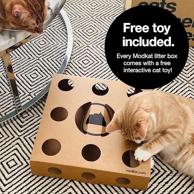 Modkat Top-Entry Litter Box - Reduces Litter Tracking, Swivel Lid for Easy Cleaning, Leak-Proof, Dog Proof - Includes Scoop & Reusable Liner Black