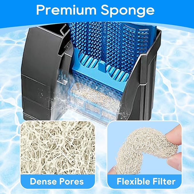 Ammonia Reducer Filter Pads Compatible with Aqueon Filter 10, Fish Tank Filters Replacement Filter Cartridges for Aqueon Quietflow LED PRO & SmartClean Aquarium Fish Tank Power Filter 6PCS