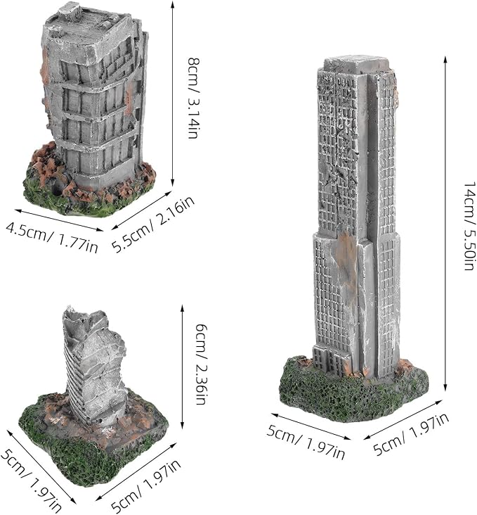 Totority Aquarium Ruins Decorations 3Pcs Fish Tank Hideout Decor Fish Tank Castle Decoration Resin Aquarium Decorations Buildings City Model Buildings for Shrimp and Underwater Landscaping 5.51 in