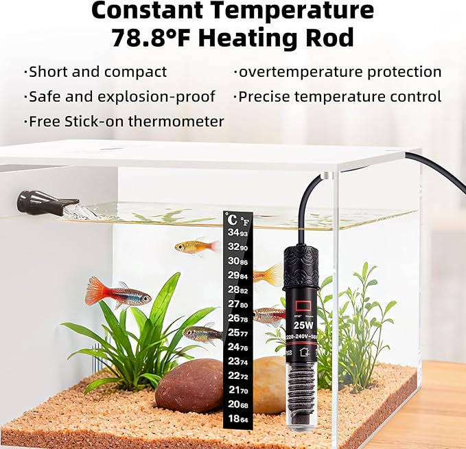 Fish Tank Betta 2.5 Gallon Desktop Small Beta Fish Aquarium Starter Kit with 25W Heater LED Light and Mini Water Pump & Filter Media Compact Aquarium for Betta Fish, Shrimp(White)