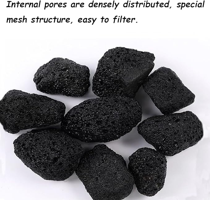Tfwadmx 10 Pcs Aquarium Black Lava Rock Fish Tank Volcanic Pumice Stones for Fish Shrimp Betta(1.18''-1.96'')