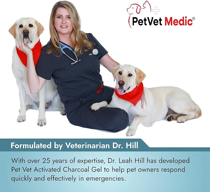 Pet Vet Flavored Activated Charcoal Gel for Dogs & Cats (60ml Bottle, 2 Pack), Dog First Aid Activated Charcoal, Absorbs Toxins, Supports Poisoning, & Gas Relief, Emergency Pet Dog Supplies (Beef)