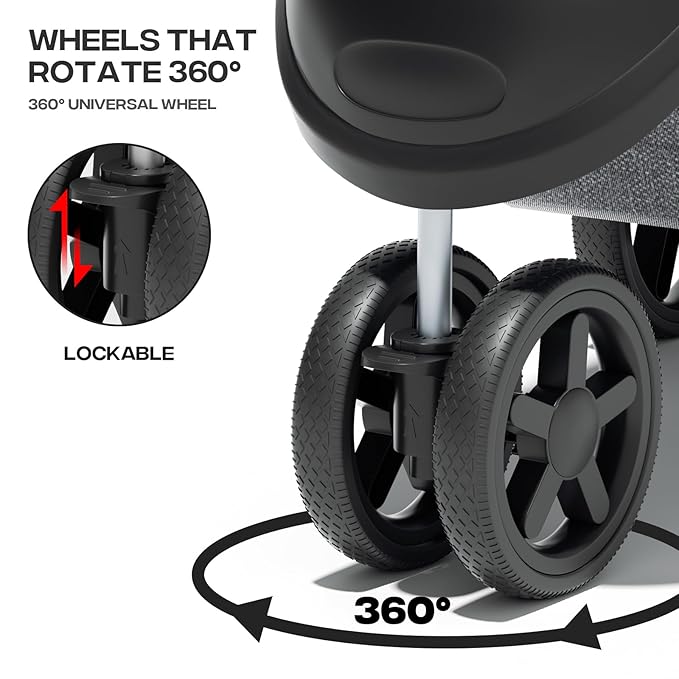 Pet Stroller for Small Dogs 10 lbs, Dog Stroller for Medium Dogs 30 lbs, Cat Strollers for 2 Cats, 3 Wheels Foldable Jogger Puppy Stroller with Storage Basket and Cup Holder, Grey