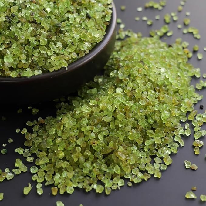 Erliway Olivine Crystal Chips Bulk for Vase Filler Craft, 0.5 lb 3-5 mm | Natural Crushed Crystal Stone for Spell Jar, Aquarium Gravel, Reiki Healing Meditation, Jewelry Making, Resin Art, Home Décor