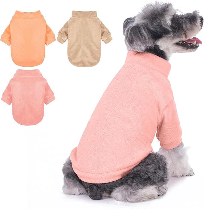 GYALAPERI Dog Sweater, 3 Pack Dog Sweaters for Small Dogs Girl Boy, Ultra Soft Warm Puppy Clothes Dog Coat for Winter (Peach+Lt Camel+Pink, Large)