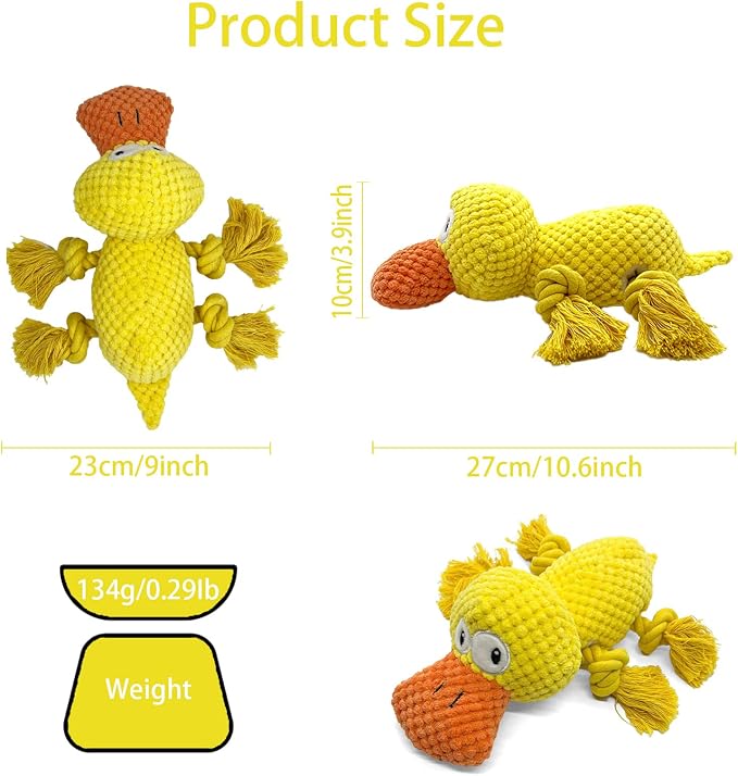 Indestructible Dog Squeak Toys for Big Dogs, Durable Chew Toys for Aggressive Chewers, Tough Stuffed Animals, Toys with Cotton Material and Crinkle Paper,Suitable for Large, Medium and Small Dogs