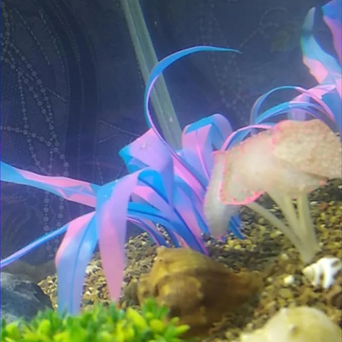2Pcs Soft Silicone Aquarium Plants Glowing Kelp Fish Tank Plants Decor Artificial Aquarium Plant Decoration Simulation Artificial Water Grass for Fish Tank,Blue,7inch