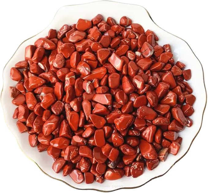 Erliway 100g Natural Red Jasper Crystal Chips 7-9mm Tumbled Stones | Small Crushed Crystal Stone, Polished Crystals Chips for Fish Tank, Healing Tumbled Rocks for Reiki Jewelry Making Home Décor