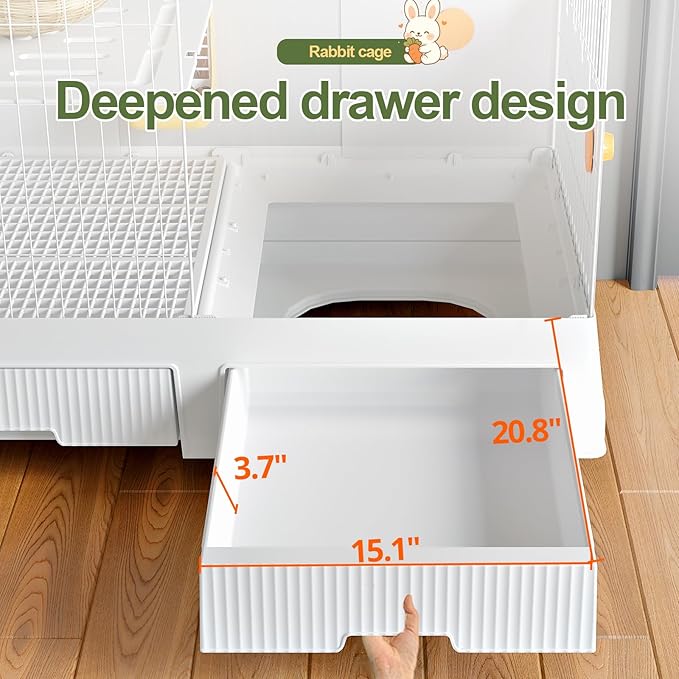 Oneluck Large Rabbit Cage Indoor,2-Story Bunny Hutch with Rasied Urine-Proof Walls, Leak-Proof Trays, Wheels,37" L x22 W x 30" H for Rabbits, Chinchillas, Guinea Pig and Small Animals