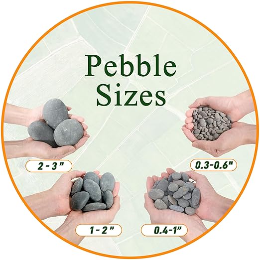 Quibbay 5 lbs Mexican Beach Pebbles, 2-3 Inch Decorative River Rocks for Fish Tank Aquarium Fountain, Decorative Pebbles for Garden Landscaping, Home Décor, Outdoor Paving Walkways Pathways Backyard