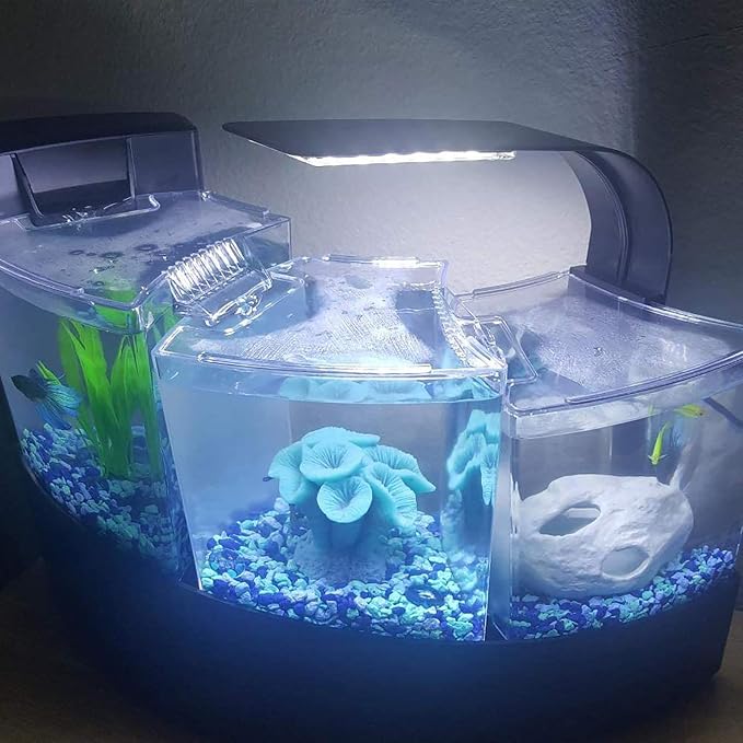 10W Super Slim Aquarium Fish Tank 5730 LED Light Clip-on Lamp Aquatic Plant Lighting (Black Body White+Blue Light)