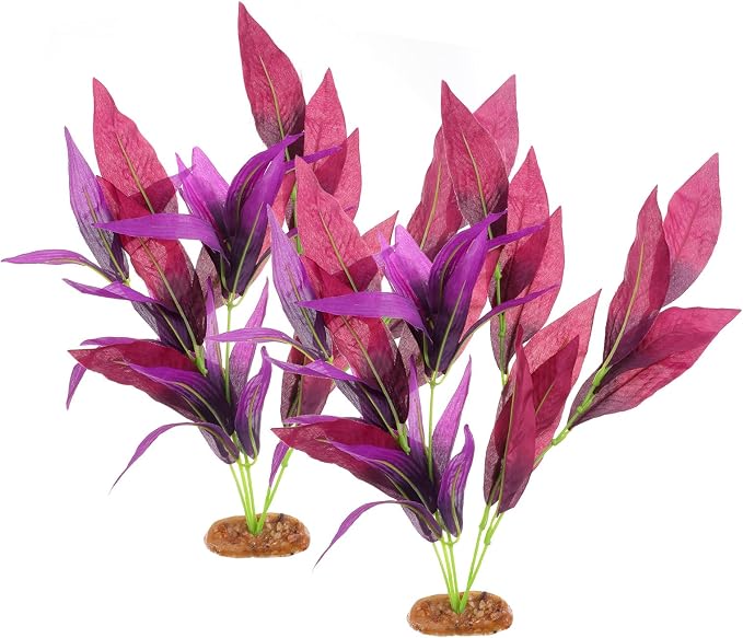 2 Pcs Silk Aquarium Plants 10 Inch Silk Fish Tank Plants Artificial Silks Plant Decorations Silks Plant for Fish Tank Goldfish Turtle Tanks Decorations Purple