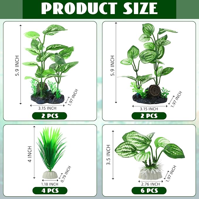 14 Pcs Aquarium Decorations Fish Tank Artificial Plastic Plants Silk Aquarium Plants Aquatic Water Grass Foreground Decor for Fish Tank Decoration