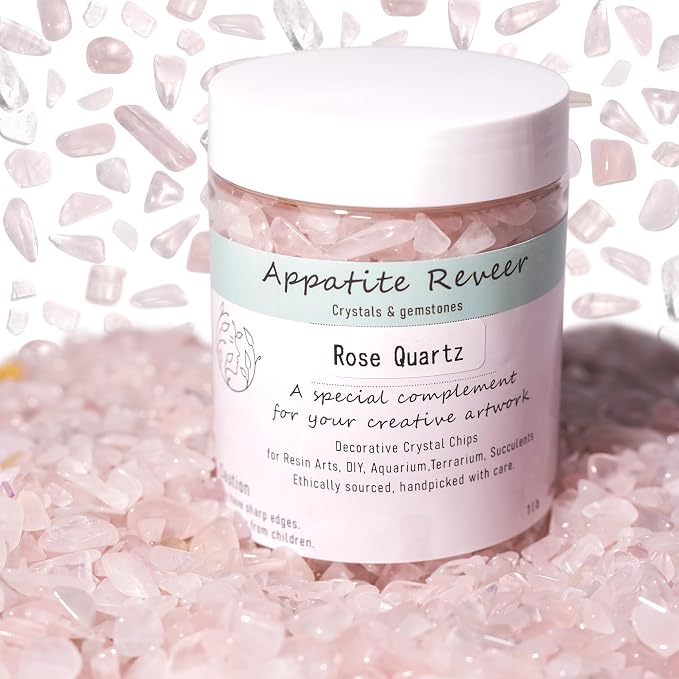 Rose Quartz & Clear Quartz Crystal Chips 1lb (1200+ Pcs)-5-8mm Love & Clarity Mix, Healing Stones for Plants, Aquarium, Crafts, DIY & Gifts