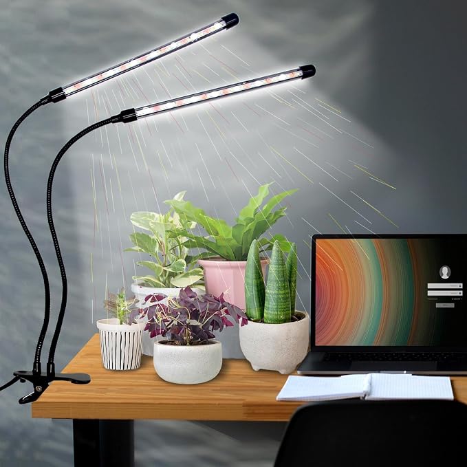 LEOTER Grow Lights for Indoor Plants - 84 LED Full Spectrum Clip Plant Growing Light (2 Heads Light)