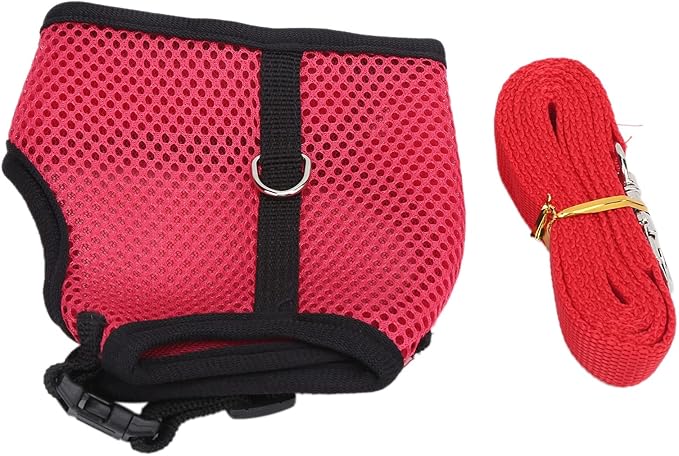 Small Pet Harness with Lead | Adjustable Soft Net Harness for Rabbits/Guinea Pigs/Kittens | Escape - Deterrent Walking Vest for Small Animals