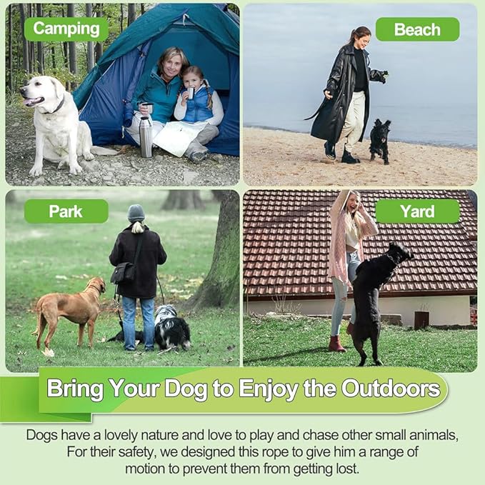 Tie Out Cable for Dogs,10/20/30/50/100FT Dog Leads for Yard Chew Proof,Heavy Duty Tie Out Cable for Large Dogs Up to 125lbs,Dog Runner Tether (Green, 125Ibs 50ft)