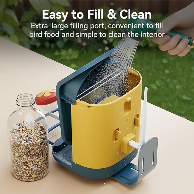 Bird Feeder with Camera, Support 2.4GHz/5GHz, 2K Live Steam for Outdoor, 1.8L Large Capacity, AI Identify Auto Capture Videos, Camera Bird Feeders for Outside, Ideal Gift for Mothers Day (Dark Blue)