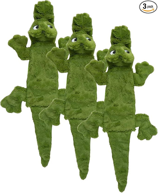 Best Pet Supplies 2-in-1 Stuffless Squeaky Dog Toys with Soft, Durable Fabric for Small, Medium, and Large Pets, No Stuffing for Indoor Play, Holds a Plastic Bottle - Alligator, Large (Pack of 3)