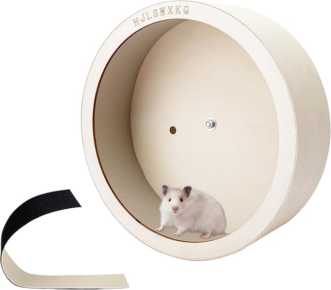 6inch Wall-Mount Silent Hamster Wheel, Wooden Small Animal Exercise Wheel with Removable & Washable Track for Gerbil, Mouse, Syrian Hamster（6in）