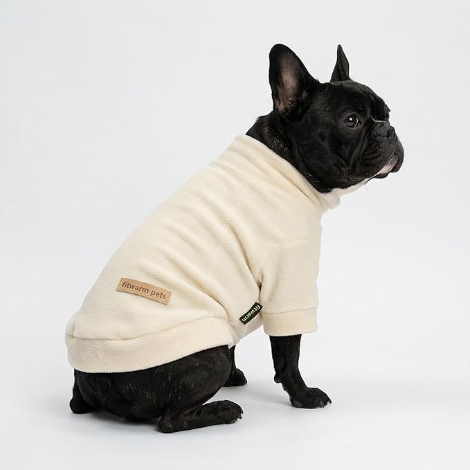 Fitwarm 3 Pack Classic Fleece Dog Sweater, Winter Clothes for Small Dogs Boy Girl, Turtleneck Dog Sweatshirt, Pet Pullover Jumper, Cat Apparel, Black, Olive Green, Cream, Medium