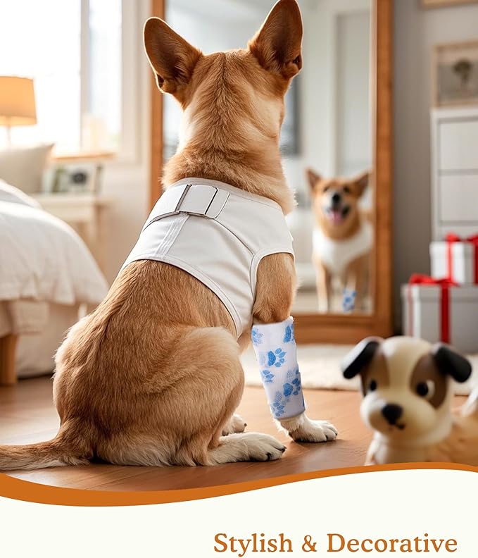 Paw Design Self Adhesive Wrap, First Aid Medical Tape for Dogs Cats & Horses, Elastic Bandage for Daily Paw & Leg Care, 2 Inch 8 Rolls, Lake Breeze Paw