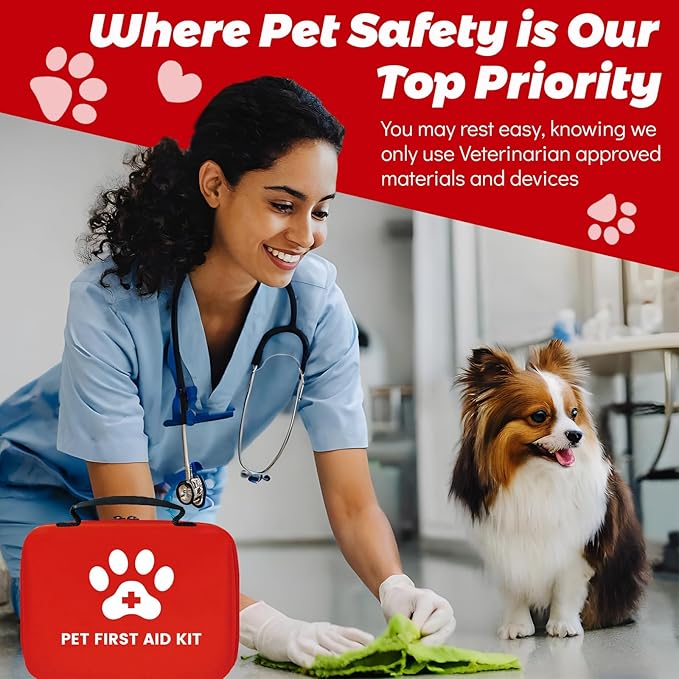 Generic Dog First Aid Kit, Pet First Aid Kit for Dogs and Cats, Home Office Travel Car First Aid Kit Emergency Kit Dog Travel Kit for Hiking, Dog Medical kit Emergency Survival Kit, Red