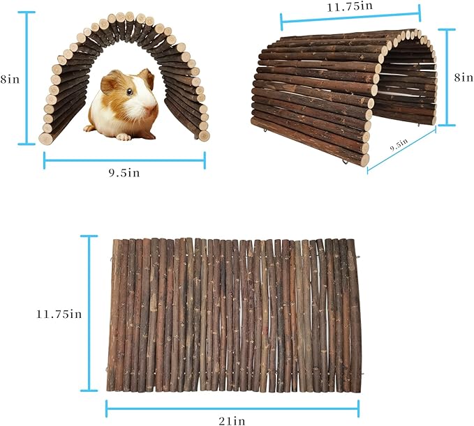Guinea Pig Hideout Rabbit Hide Rat Cage Accessories Extra Large Wooden Tunnel Hut Hideaway for Pig Hideout Tortoise Hedgehog Ferret and Chinchilla