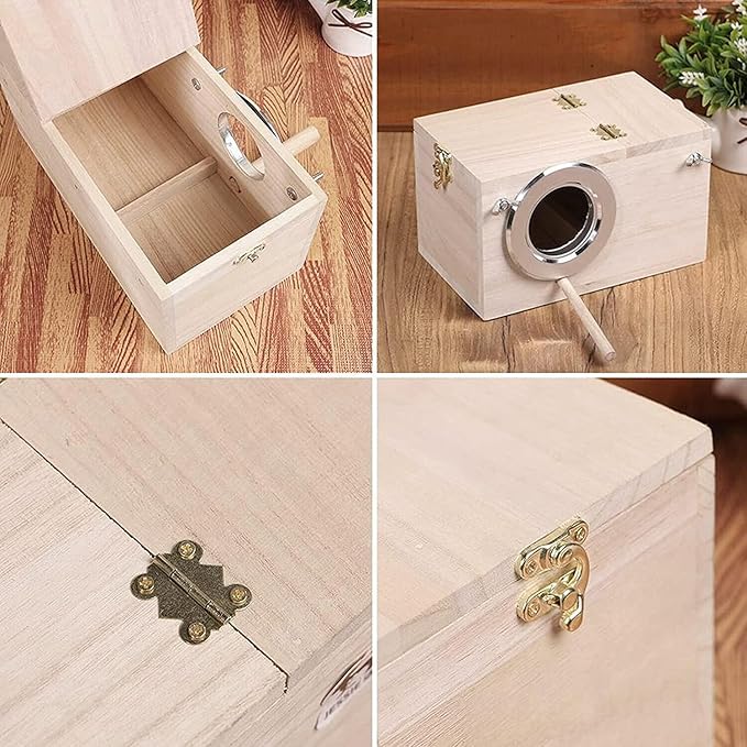 Parrot Breeding Box Wooden Bird Right Opening Incubator Warm House for Finches Bluebirds Sparrows Parakeets Lovebirds Pet Bird House Nest Box Bird Budgie Wood Breeding Box for Parrotlets Mating Box