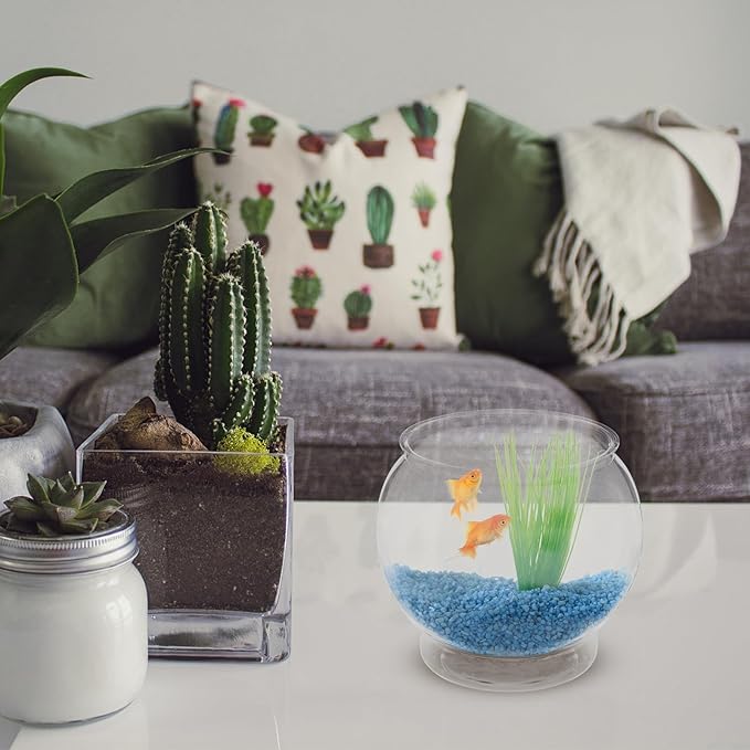 POPETPOP 7 Inch Plastic Fish Bowl: Shatterproof Clear Round Aquarium, Desktop Terrarium Centerpiece Vase for Wedding Party, Candy, Home Decor