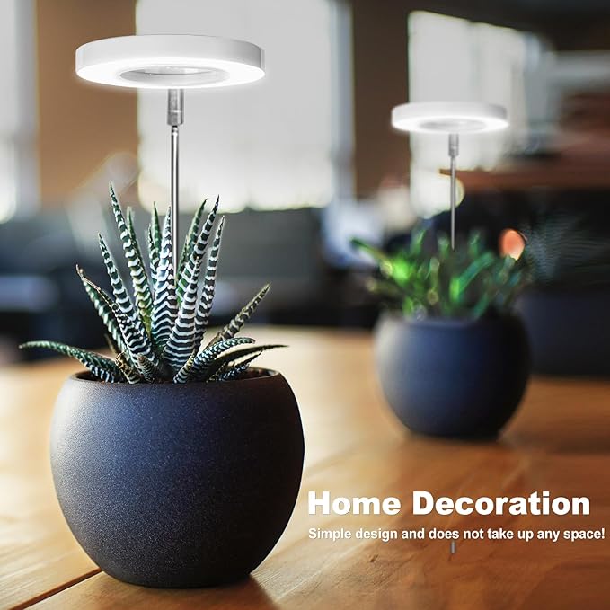 LORDEM Grow Light, Full Spectrum LED Plant Light for Indoor Plants, Height Adjustable Growing Lamp with Auto On/Off Timer 4/8/12H, 4 Dimmable Brightness, Ideal for Small Plants, 4 Packs