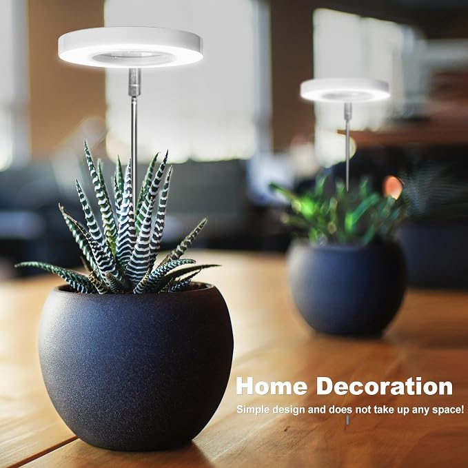 LORDEM Grow Light for Indoor Plants, Full Spectrum LED 2 Packs | Height Adjustable Growing Lamp with Auto On/Off Timer 4/8/12H, 4 Dimmable Brightness, Ideal for Small Plants