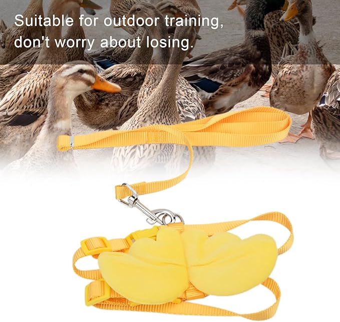 Duck Harness and Adjustable Chicken Walking Harness, Breathable Pet Vest for Duck Chicken Hen Training Walking Basic Leashes[Yellow M]