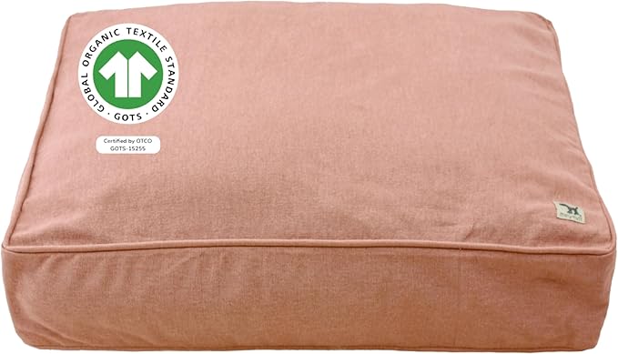 Molly Mutt Kyoto Dog Bed Duvet Cover, GOTS-Certified 100% Cotton Canvas Cover for Dog, Puppy, or Cat Bed, Durable, Washable, and Free of Harmful Chemicals, Medium/Large, 27"x36"x5", Dusty Pink