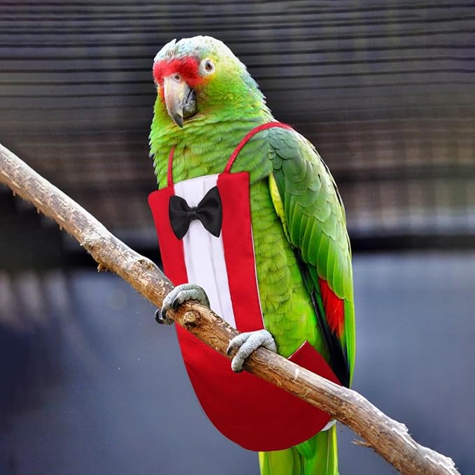HANABASS Parrot Diaper Flight Suit Lightweight Breathable Washable Reusable Bird Diapers with Bowknot Design Pet Bird Clothes for Cockatiels Conures Budgies Small Birds