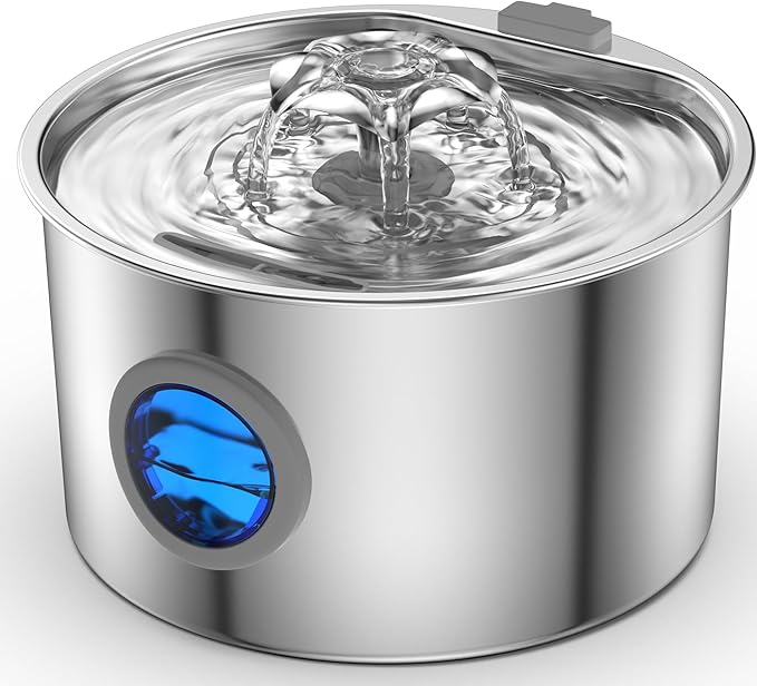 3.2L/108oz Cat Water Fountain, 304 Stainless Steel Top, Detachable Tank Makes Cleaning a Breeze, Ultra-Quiet Pump for Light Sleepers, for Multiple Cats, No More Dirty Plastic