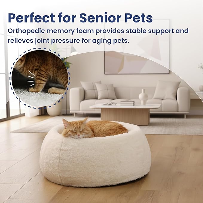 PAWSPIK Perfect Comfort Orthopedic Faux Rabbit Fur Memory Foam Cat & Small Dog Bed