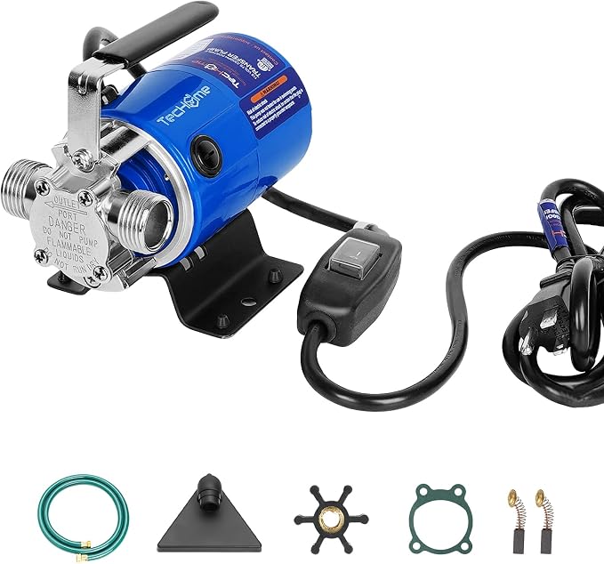 TecHome Electric Water Transfer Pump, 115V 1/10HP 330GPH Water Pump. | with ON/OFF Switch and Water Suction Hose Kit.