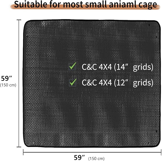 Oncpcare Large Waterproof Rabbit Playpen Mat 59×59 in (Black) – Reusable Floor Tarp and Cage Liner for Guinea Pig, Bunny, and Small Animal Habitat, Provides Spacious and Comfortable Play Area