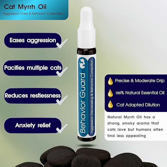 Cat Aggression Relief Calming Collar, Natural Anxiety Relief, Breakaway Vet-Approved Relaxer, Pet-Safe Collar with Essential Oils (Light Blue - Myrrh)