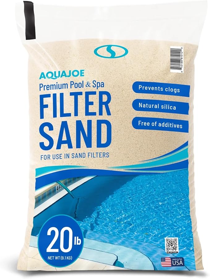 Aqua Joe Premium Pool & Spa Filter Sand, 20 Lb Bag, FLTSAND20 | Natural Silica, Above Ground & Inground Swimming Pool System Accessory - Care, Cleaning & Maintenance
