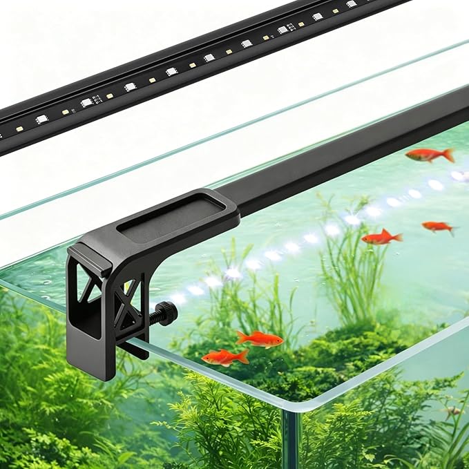 HITOP 11in Slim Aluminum Alloy Aquarium LED Light, Full Spectrum with Day/Night Mode & Timer, 10-Level Brightness, Adjustable Lighting for Planted Tank & Fish Tank Freshwater Fish