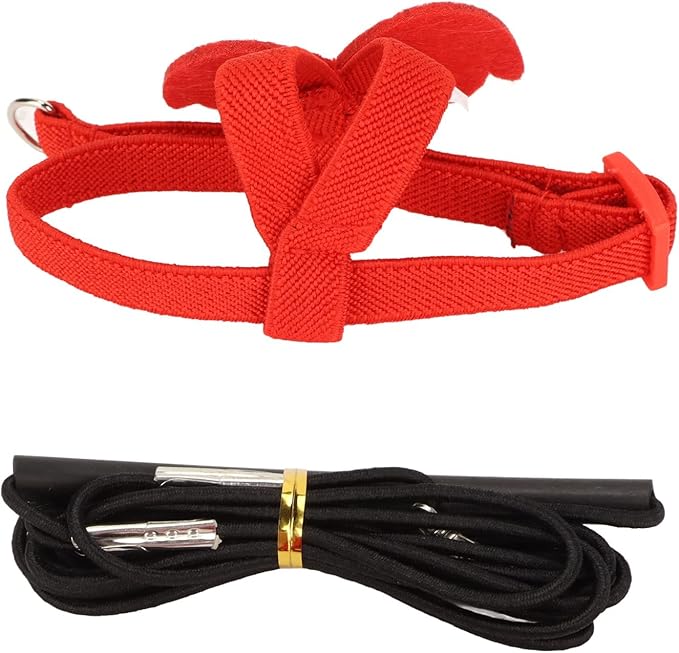 Zerodis Pet Bird Harness Leash, Lightweight Bird Flying Harness Anti Bite Bird Harness Leash for Parrots Pigeons Lovebird Red