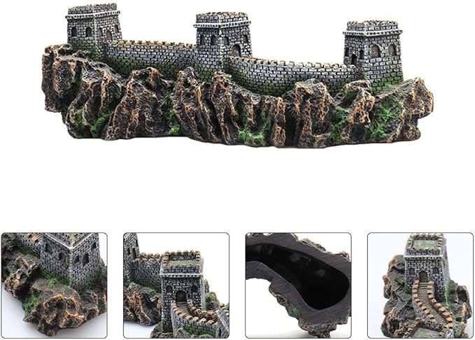 Exotic Home Accessories Shape Rockery Style Hut Statue Castle The Hideout Miniature Fake Plants Cave for Hide Bridge Chinese Aquatic Ornament Hill Great Decor Wall Mountain Fish