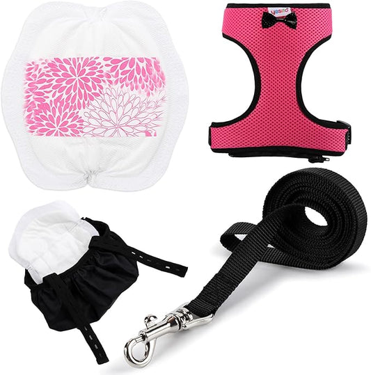 Adjustable Chicken Harness Diaper (5.4ft Leash) – Breathable & Washable Secure Training for Hens, Ducks & Chicks | Outdoor Walking & Discipline Solution Pink