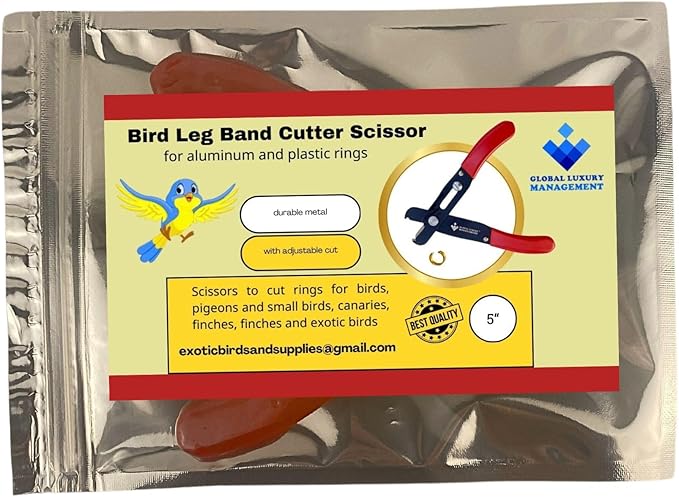 Scissors to Cutting Rings for Aluminum & Plastic Rings - Precision & Safety, for Pigeons, Canaries, Finches, Exotic Birds and Chicken Leg Bands (Red, Black)
