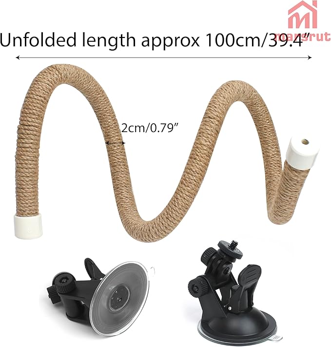 Suction Cup Rope Bird Perch - Bendable Parrot Standing Toy for Climbing & Grinding, Engagement Toys for Window, Bath, Car, Travel, Birdcage Accessories for Small & Medium Bird