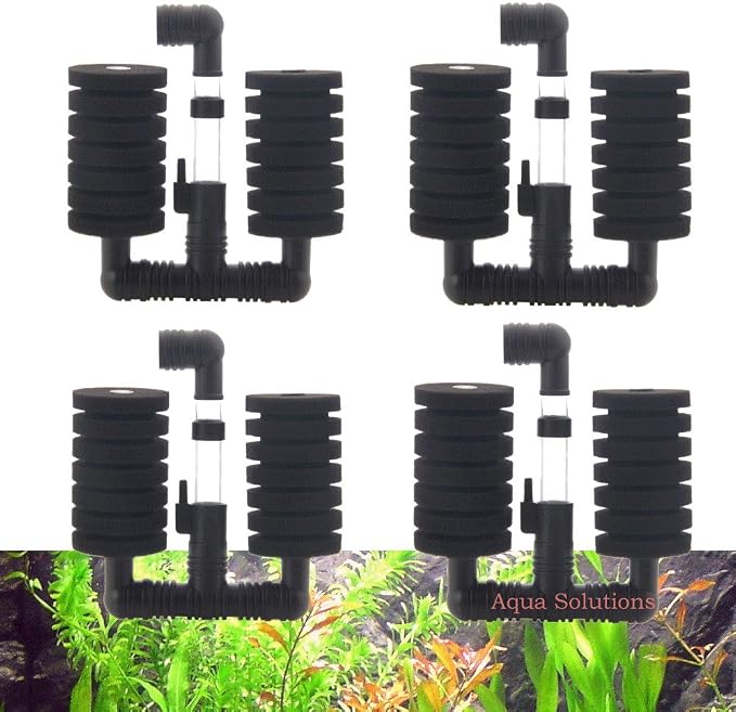 4X Dual Bio Sponge Filter for Betta Fry Aquarium Fish Tank Up to 30 Gallon Each (Dual Sponge Filters 4-Pack)